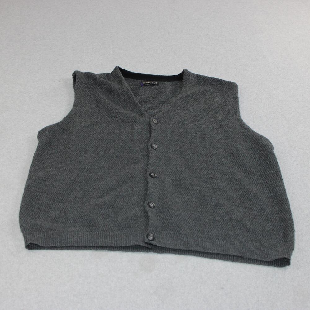 VOX Sweater Vest Men Large Gray Waffle Knit V Neck Grandpa Heritage Academia 90s
